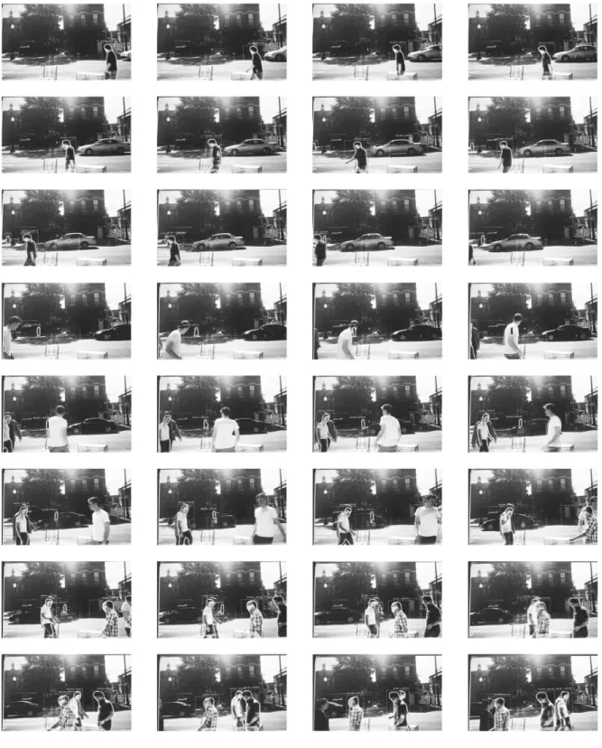 Figure 4 Frames from  video recording of  author’s interactive live  installation at the Night  Gallery Chicago.