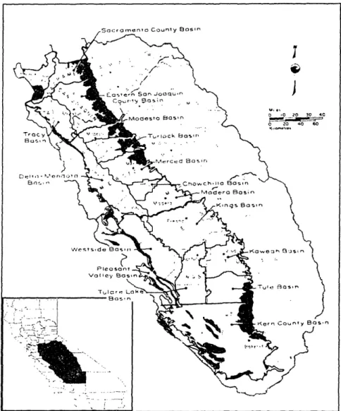 Figure  1-1:  Map  and Groundwater  Basins  in the San  Joaquin  Valley