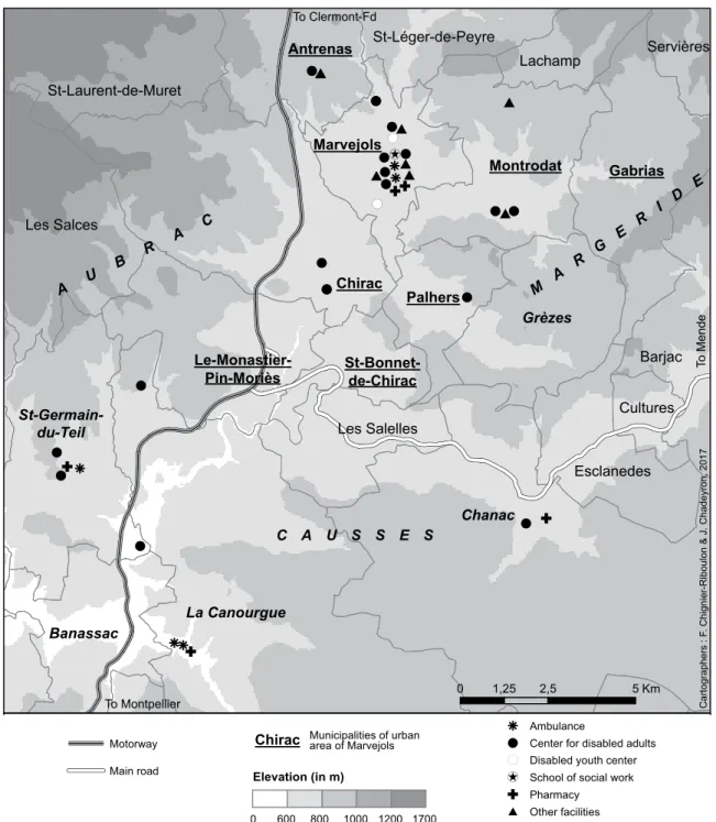 Figure 2 : Medico-social facilities in Marvejols mountainous region
