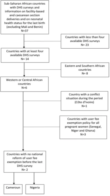 Figure 1  Flow chart for comparison countries  selection. DHS, Demographic and Health Surveys.