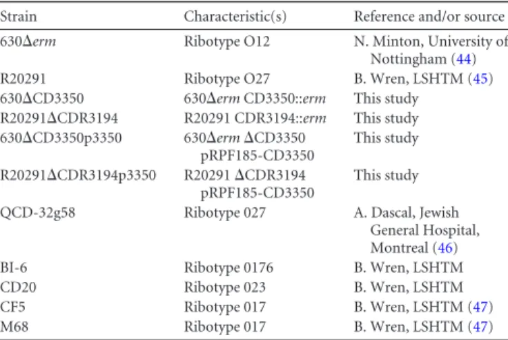 TABLE 1 C. difficile strains used in this study
