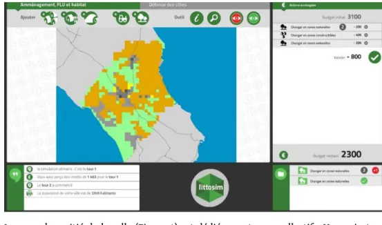 Figure 2 : Interface principale du jeu LittoSIM 