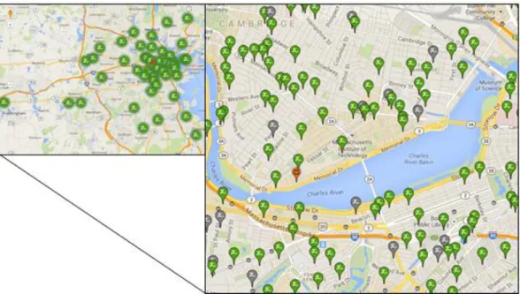 Figure 1 Visualization of the Boston Zipcar network (Zipcar(b), 2014). 