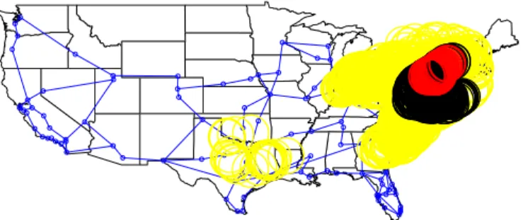 Fig. 12. The impact of circular cuts of radius 2 on the MF ST between Fort Worth and NYC