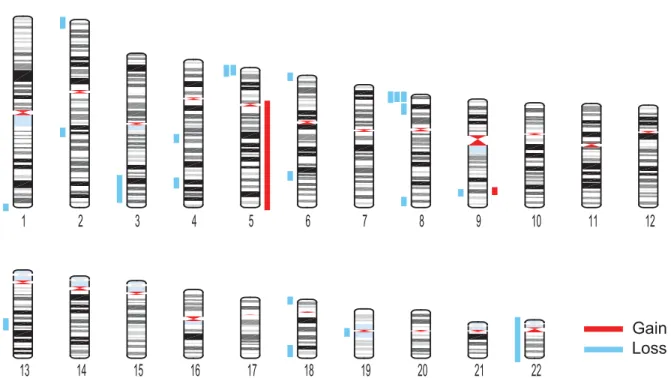 Figure 3. Megabase-scale CNVs in somatic cells. Karyogram showing the 23 gains and losses identified across 80 brain cells and 52 skin cells with VS