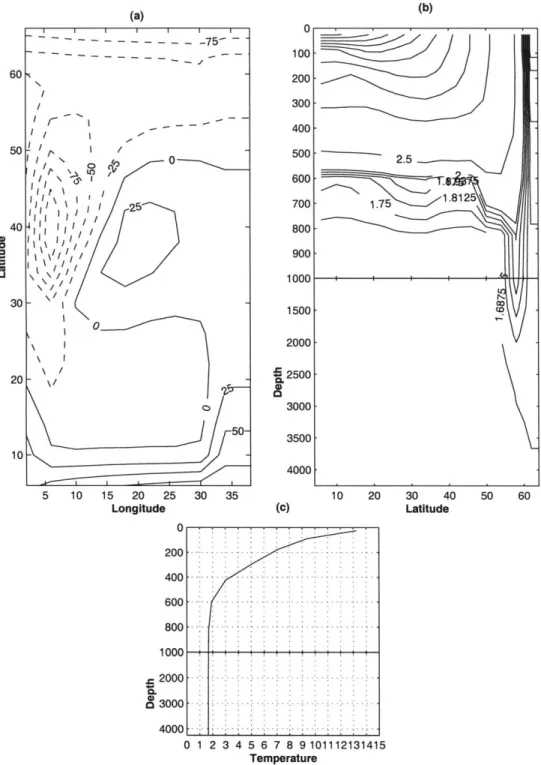 Figure  3-8:  Thermal  structure  of the  initial  state:  (a)  surface  heat  flux,  [W  