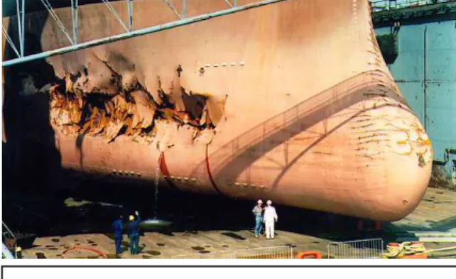 Figure  8.  Image  showing  damage  to  the  bulk  carrier  Reduta  Ordona.  (Photo  credit: Andrew Kendrick) 