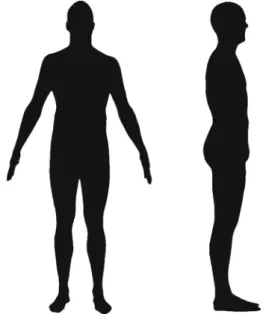 Fig. 1 Typical silhouettes casted by a human subject. Left front silhouette. Right lateral silhouette