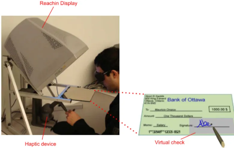 Fig. 1: Haptic-enabled virtual check application.