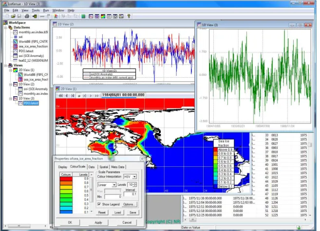 Figure 1 Typical IceKenue interface showing some of the SIPS source data 