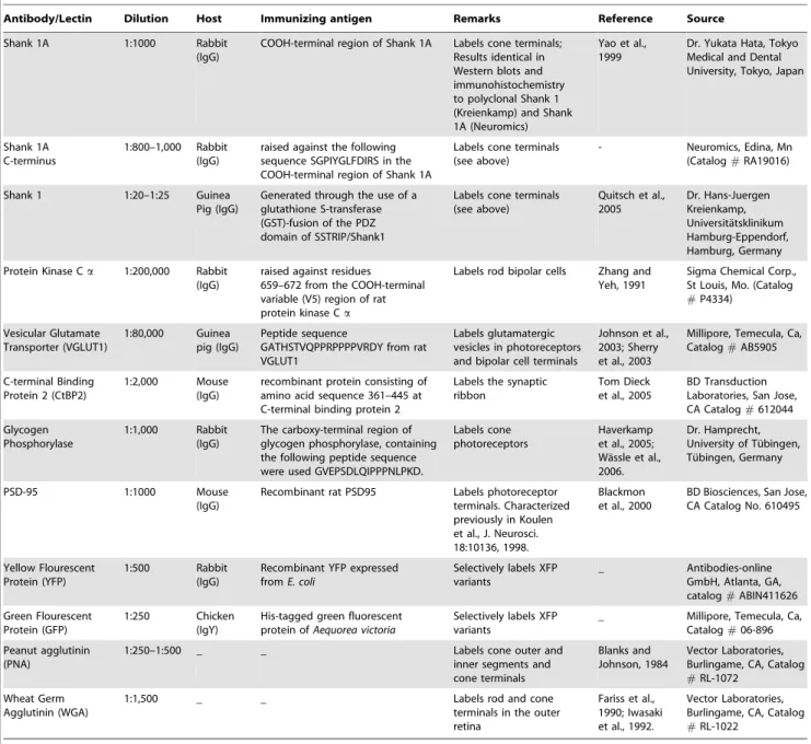 Table 1. Antibodies and Lectins.