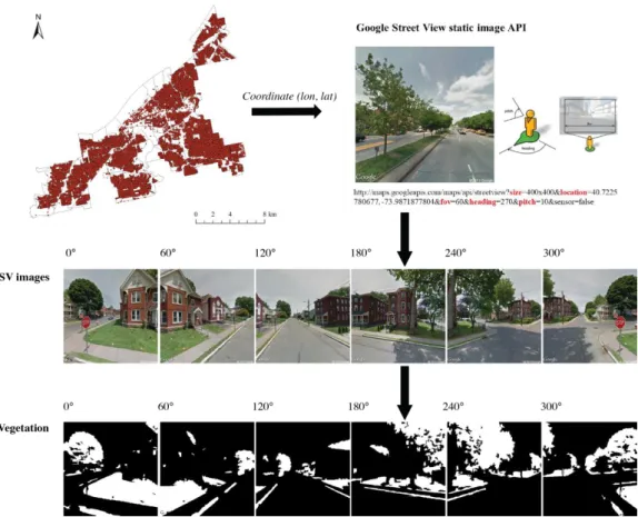 Figure 2. Google Street View (GSV) image collection and classification. 