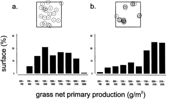 Fig. 9 presents the effects of tree spatial distribu- distribu-tion on grass NPP spatial heterogeneity