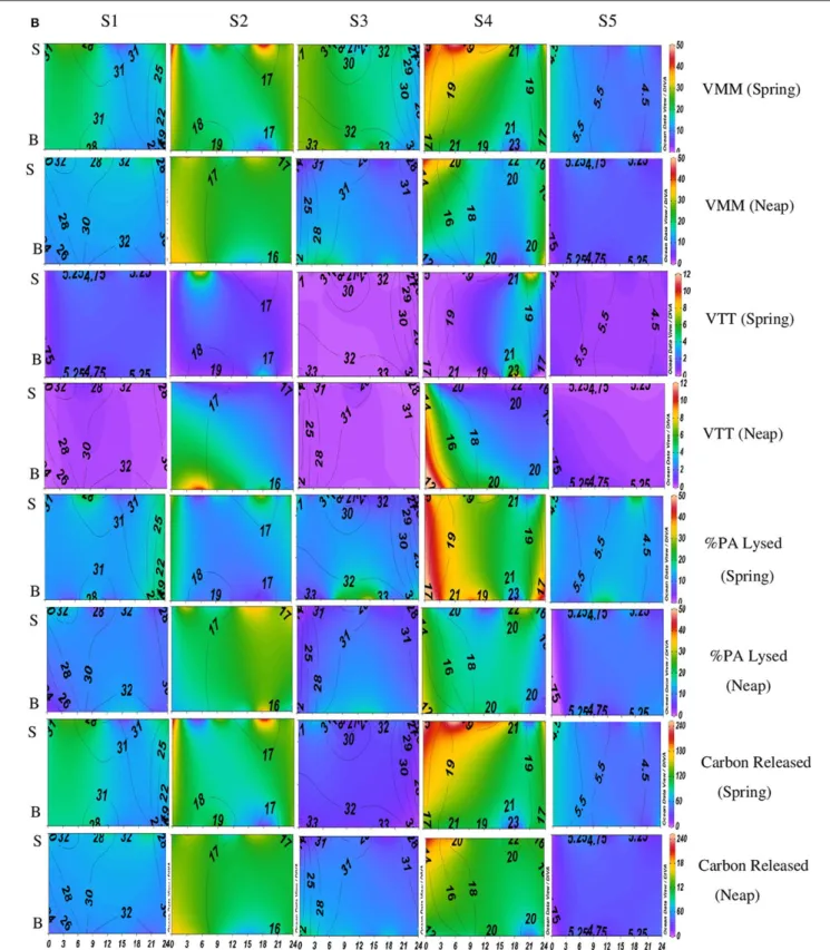 FIGURE 3B | Temporal variations (diel and tidal) in biological parameters during pre-monsoon (PRM) in CE