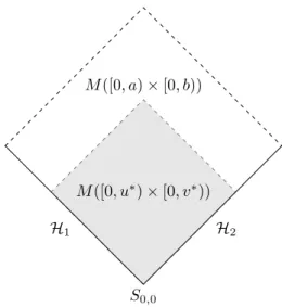 Figure 2-1: The doubly-foliated manifold in theorem 2.2.1. The region of existence is shaded.