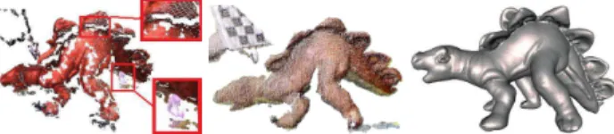 Figure 4. Left to right: noisy stereo frame, Kinect frame, template.