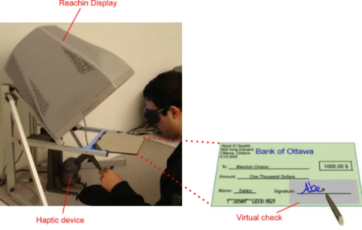 Fig. 1. Haptic-enabled virtual check application.
