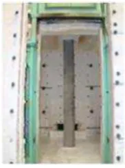 Figure 4. Test specimen installed in the column furnace testing facility, just before the start of the fire