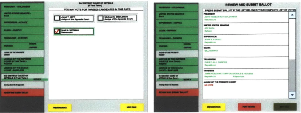 Figure  5:  Screen  shots  of LEVI  voting interface.