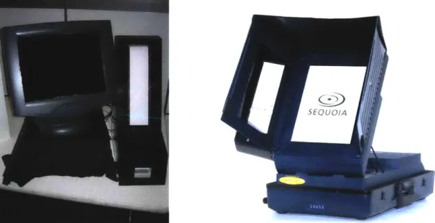 Figure 6: Experimental  VVPAT voting unit is seen  on the left and  Sequoia's AVC  Edge@