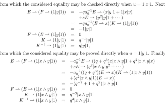 Table 3. The action of U q (sl 2 ) on Ext 2 C q [x,y] e ( C q [x, y], C q [x, y] e )