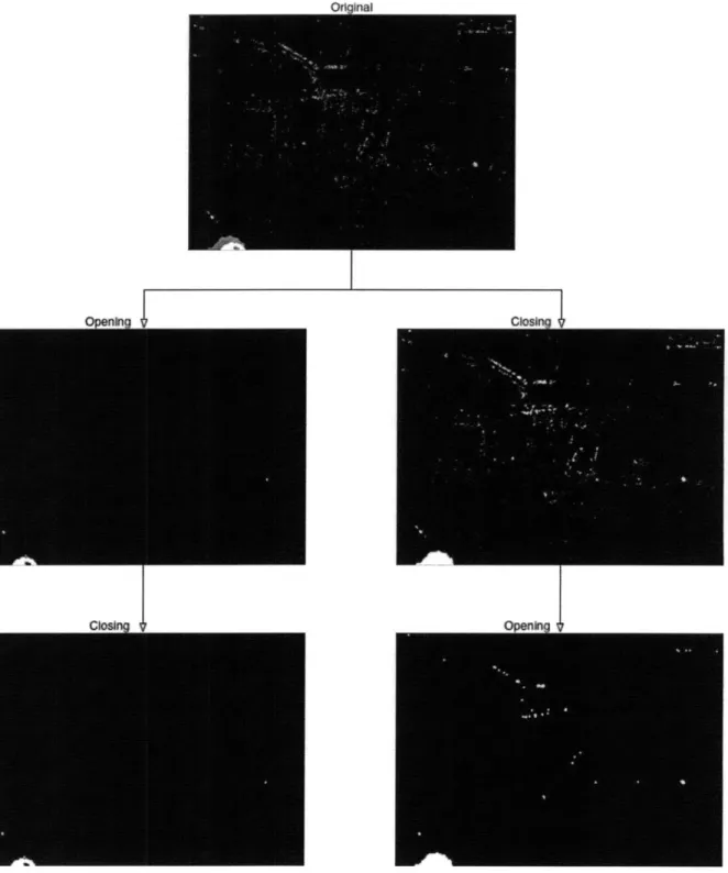 Figure  6.2: Morphological  operations performed  on  a thresholded binary difference image