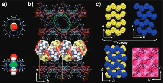 Figure 1. Structure 1, CB[5]C. (a) The CB[5] cavity contains a chloride anion and is capped with two water molecules