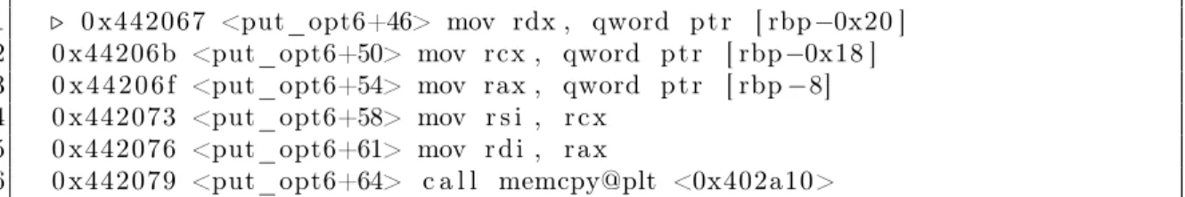 Figure 6-1: Disassembly when setting breakpoint in outpacket.c at line 84 for Dnsmasq-2.77