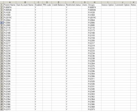 Figure 4.5-1 Example Spreadsheet for a Batch Update 