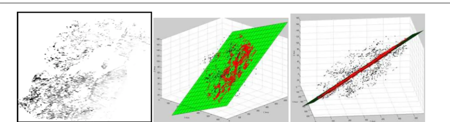 Fig. 3 (Left) Correspondence map X p obtained at time t with our method. A correspondence has been assigned to each pixel at which activity has been recorded