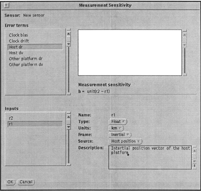 Figure 4-5:  Measurement  sensitivity specification  window.