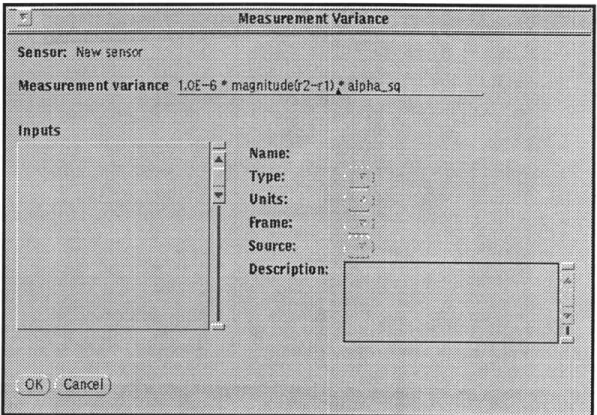 Figure 4-7:  Measurement variance  specification  dialog box.
