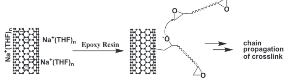 Fig. 2. Functionalization scheme based on negative charging for the integration of SWCNT and epoxy.