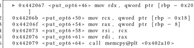 Figure 6: Disassembly when setting breakpoint in out- out-packet.c at line 84 for Dnsmasq-2.77