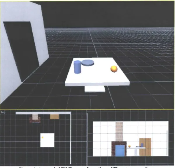 Figure 1.  A sample  VRML  scene  from  three different perspectives.