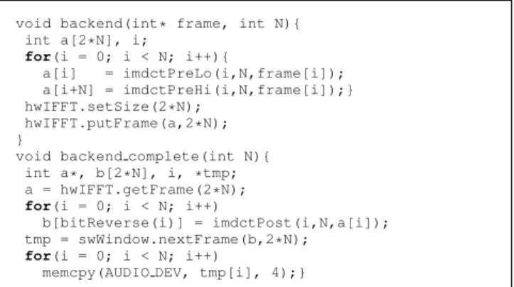 Figure 4. Multithreaded use of pipelined HW (backend complete() is repeatedly invoked by a  sepa-rate thread)