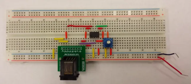 Figure 2-5: One possible protoboard layout of the schematic shown in Figure 2-3.