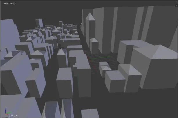 Figure 3-5: A sample generated city with roof generation probability 0.6.