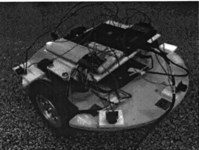 Figure  2-1:  View  of the  set  up  of the  mobile  robot.  All  the  components,  including the  myRIO  and  sonar  sensors,  are  securely  fastened  on  the  structure.