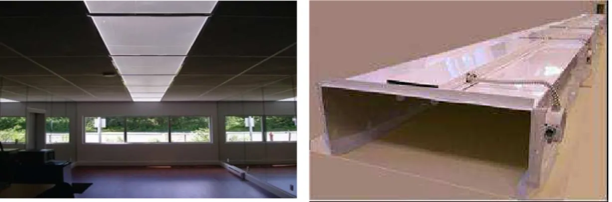 Figure 2. The light guide of the CSS as seen from indoors (left picture), and the  rectangular tube guide (right picture)