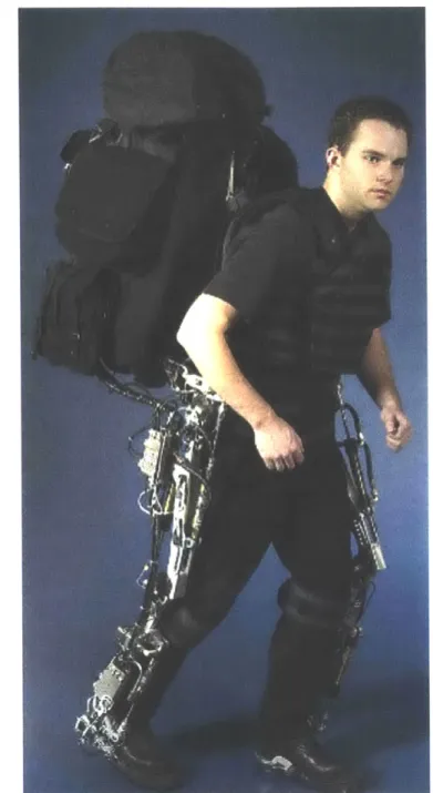 Figure  2-1:  This  iinage  of  the  Berkeley  Lower  Extreiity  Exoskeleton  (BLEEX)  is taken  from  Kazerooi  &amp;7  Steger  2006  191