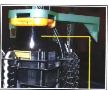Figure  2-4:  The  LIDAR  mounted  on  the  quadrotor,  showing  the  path  of the  mirror- mirror-redirected  laser
