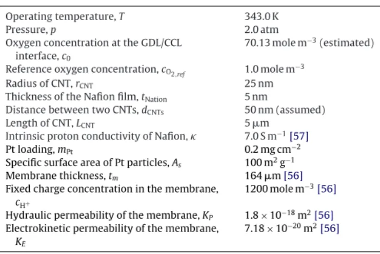 Fig. 5. Comparison between the predicted and measured cell performance having an ordered nanostructured CCL.