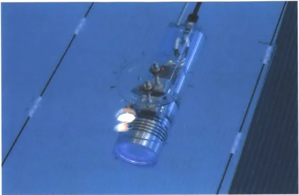 Figure  5-1:  The  transmitter  is  mounted  to  one  end  of  the  test  setup.  The  receiver can  be  transmitter  in  steps  of  1 degree  relative  to  the  direct  line  of  sight.