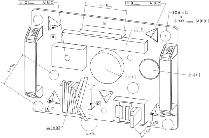 Figure 3: GD&amp;T drawing of target case's artifact plate for geometric properties characterization 