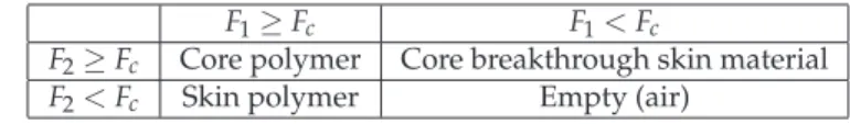 Table 1. Definition of filled (skin/core) and empty regions for co-injection