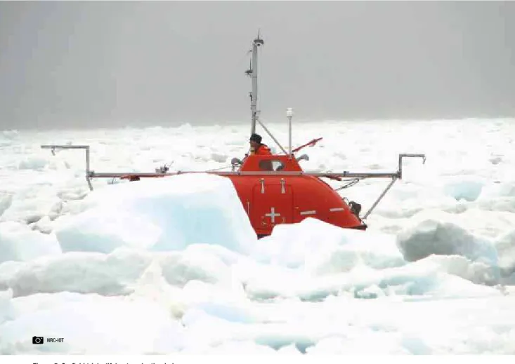 Figure 5: On field trials: lifeboat navigating in ice.