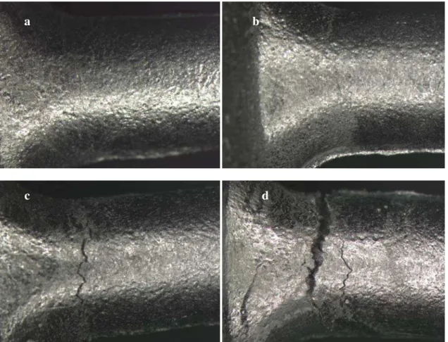 Figure 2: Pictures of typical hot tearing with different levels of severity: 