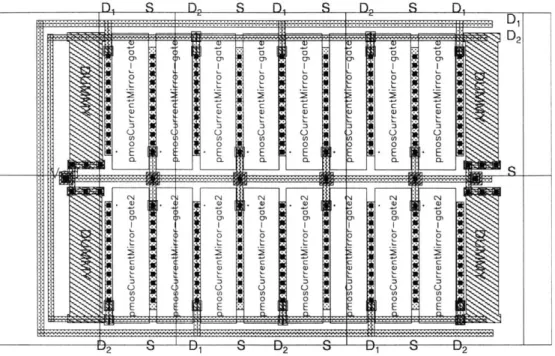 Figure  4-2:  Layout  of  PMOS  current  mirror  transistors, transistors  are  tied  together  (not  shown).