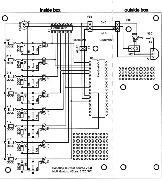 Figure  B-2:  Test  setup - printed  circuit  board  layout.  Board  is  split.  Everything  to  right of DIP40  package  placed  outside  temperature  controlled  environment.